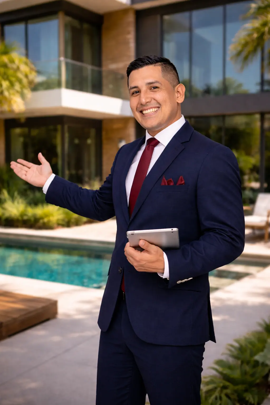 Giancarlo Montes de Oca presentando la Cartera de Propiedades de lujo en Arequipa de LyG Bienes Raíces.